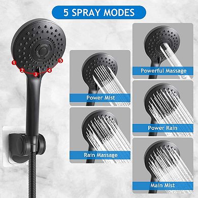 8" Shower Head Set Combo Rain Extension Arm Handheld Spray Hose