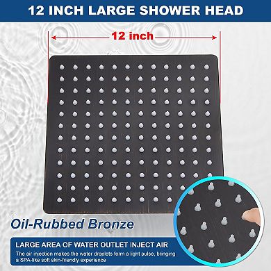 12” Rain Shower Head Stainless Steel Square Ceiling Wall Mount