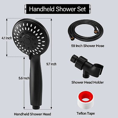 Shower Head Handheld 5-Settings High Spray Hose Mount