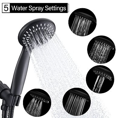 Shower Head Handheld 5-Settings High Spray Hose Mount
