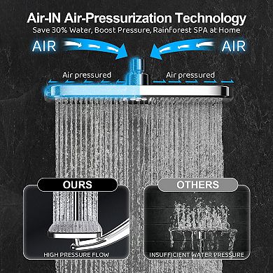 12” Rain Shower Head Handheld Combo Magnetic Docking Power Jets