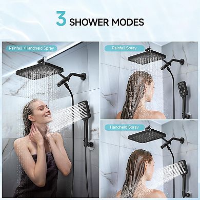 12" Rain Shower Head Handheld Spray Combo Adjustable Dual Waterfall