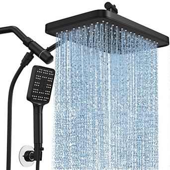 12" Rain Shower Head Handheld Spray Combo Adjustable Dual Waterfall