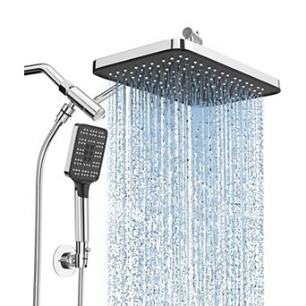 12" Rain Shower Head Handheld Spray Combo Adjustable Dual Waterfall