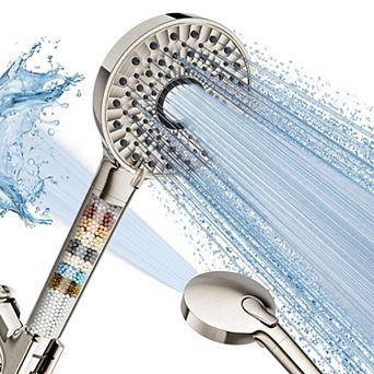 Shower Head Handheld 10-Spray Detachable Chrome Hose