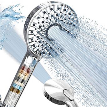Shower Head Handheld 10-Spray Detachable Chrome Hose