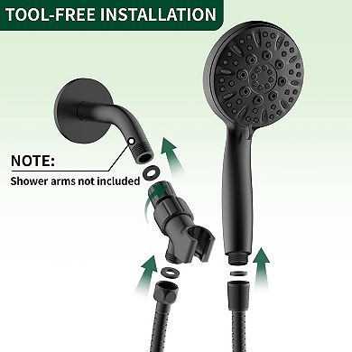 Shower Head 6 Spray Modes Handheld High Pressure Hose Holder