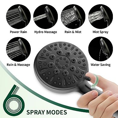 Shower Head 6 Spray Modes Handheld High Pressure Hose Holder
