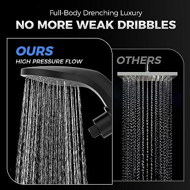 Rain Shower Head Handheld Combo 10 Spray Modes Magnetic Dock