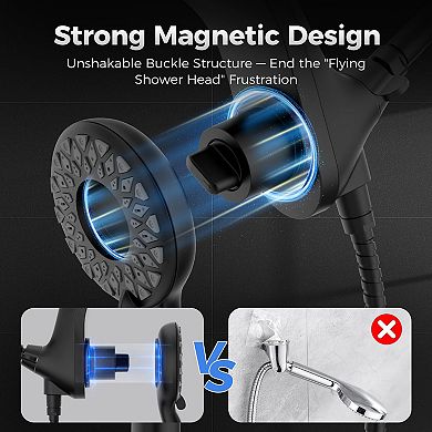 Rain Shower Head Handheld Combo 10 Spray Modes Magnetic Dock