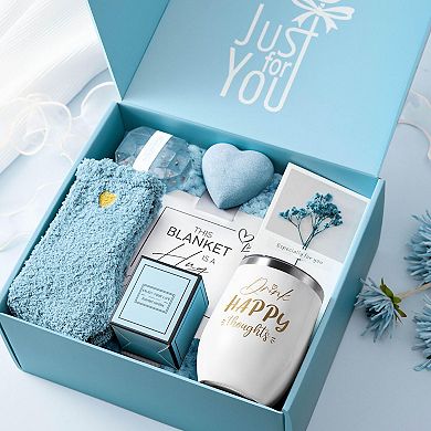 Self Care Spa Gift Basket Flannel Blanket Women