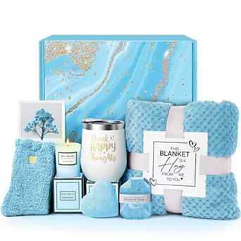 Self Care Spa Gift Basket Flannel Blanket Women