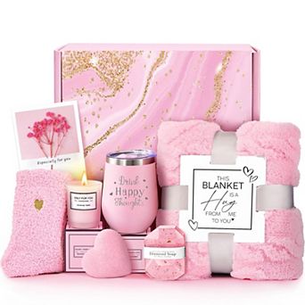 Self Care Spa Gift Basket Flannel Blanket Women