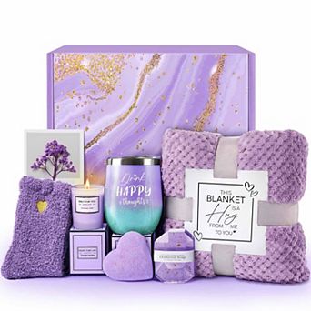 Self Care Spa Gift Basket Flannel Blanket Women