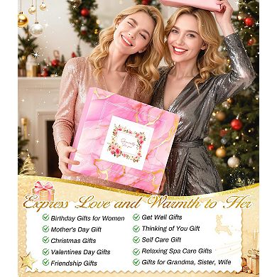 Spa Gift Basket Women Self Care Blanket Rose