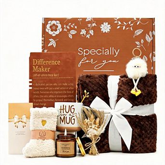 Self Care Gift Basket Women Blanket Spa Set
