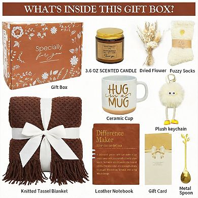 Self Care Gift Basket Women Blanket Spa Set