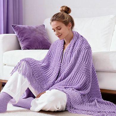 Lavender Spa Gift Basket Women Self Care Relaxation Blanket Set