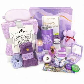 Spa Gift Basket Women Self Care Lavender Set