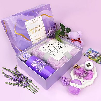 Spa Gift Basket Women Self Care Lavender Set