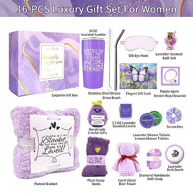 Spa Gift Basket Women Self Care Lavender Set