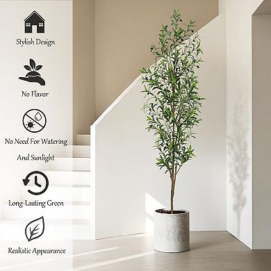 Artificial Olive Tree Faux Leaves Fruits Home Office Decor