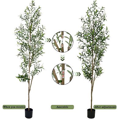 Artificial Olive Tree Faux Leaves Fruits Home Office Decor
