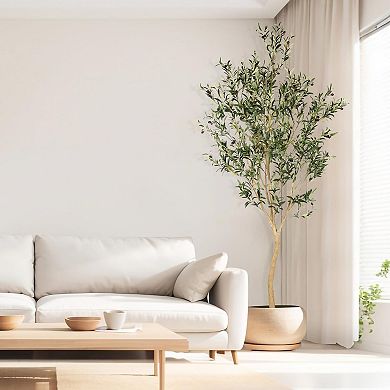Artificial Olive Tree Faux Potted Silk Branches Fruits Home Decor