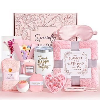 Women Self Care Spa Gift Flannel Blanket Rose Relaxing Get Well Birthday Valentines Mothers Day Her
