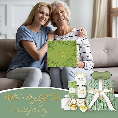 Self Care Gift Basket With Knitted Throw Blanket