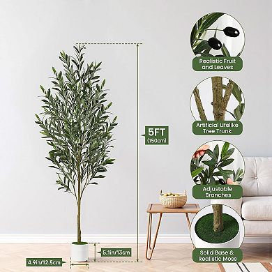 Artificial Olive Tree Faux Silk Plant Indoor Potted Tree