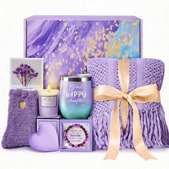 Lavender Self Care Spa Gift Basket with Blanket
