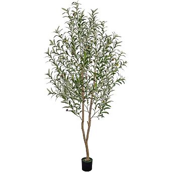 Artificial Olive Tree Wood Trunk Lifelike Fruits Black Pot Home Decor