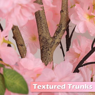 2 Pack Artificial Cherry Blossom Tree Indoor Decor Faux Pink Sakura