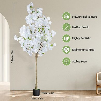 Cherry Blossom Artificial Tree Indoor Outdoor Home Office Garden Decor