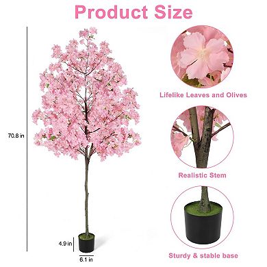 Cherry Blossom Artificial Tree Faux Silk Plant Indoor Decor