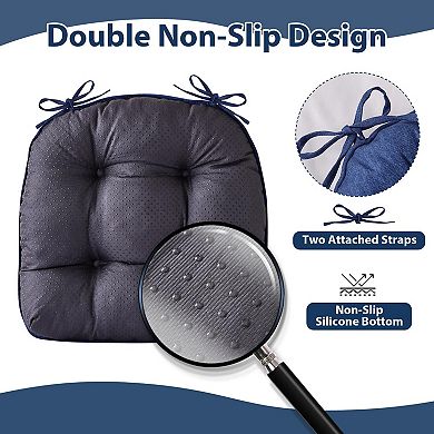 15.5" Chair Cushions Dining Kitchen Indoor Ties Tufted Foam Non Slip