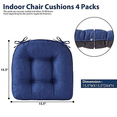 15.5" Chair Cushions Dining Kitchen Indoor Ties Tufted Foam Non Slip