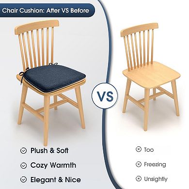 4pc Chair Cushions Dining Kitchen Non-slip Soft Seat Pads Ties