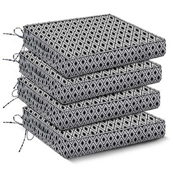 4 pc Outdoor Chair Cushions Waterproof Patio Seat Pads With Handle Ties Floral