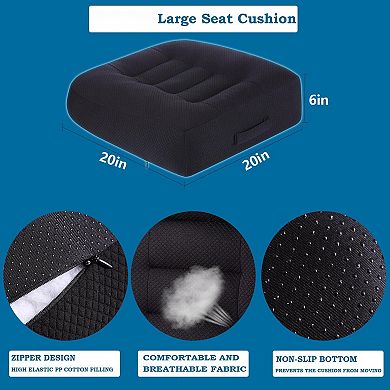 Large Seat Cushion Extra Thick Booster Office Car Breathable Anti-slip Black
