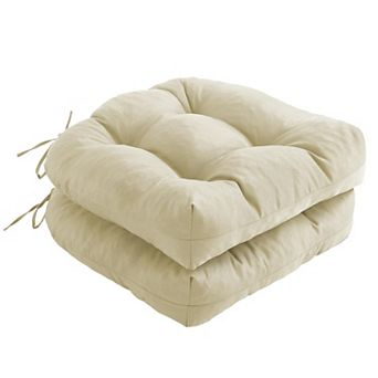 2 pc Outdoor Chair Cushions Patio Ties Tufted Seat Waterproof Dining Pads
