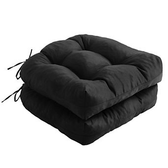 2 pc Outdoor Chair Cushions Patio Ties Tufted Seat Waterproof Dining Pads