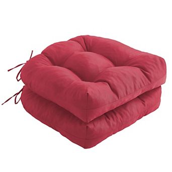 2 pc Outdoor Chair Cushions Patio Ties Tufted Seat Waterproof Dining Pads