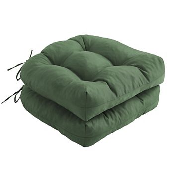 2 pc Outdoor Chair Cushions Patio Ties Tufted Seat Waterproof Dining Pads