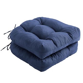 2 pc Outdoor Chair Cushions Patio Ties Tufted Seat Waterproof Dining Pads