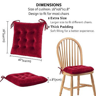 4pc Tufted Square Seat Cushions With Ties