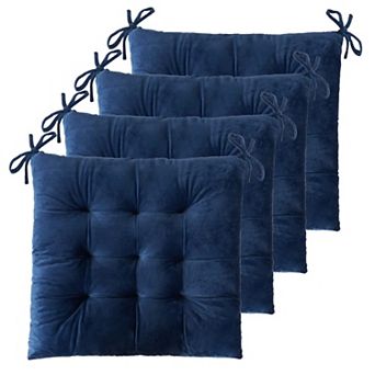 4 pc Tufted Square Seat Cushions With Ties