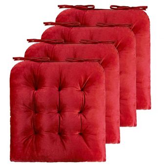 4 pc Tufted Square Seat Cushions With Ties