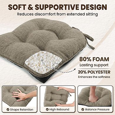 Tufted Overstuffed Textured Chair Pads With Ties